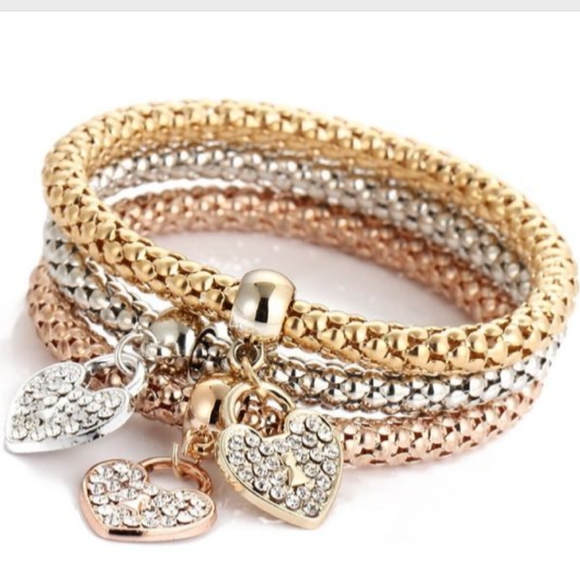Jewelry - 🔥4/$20 3-piece HEART charm bracelets